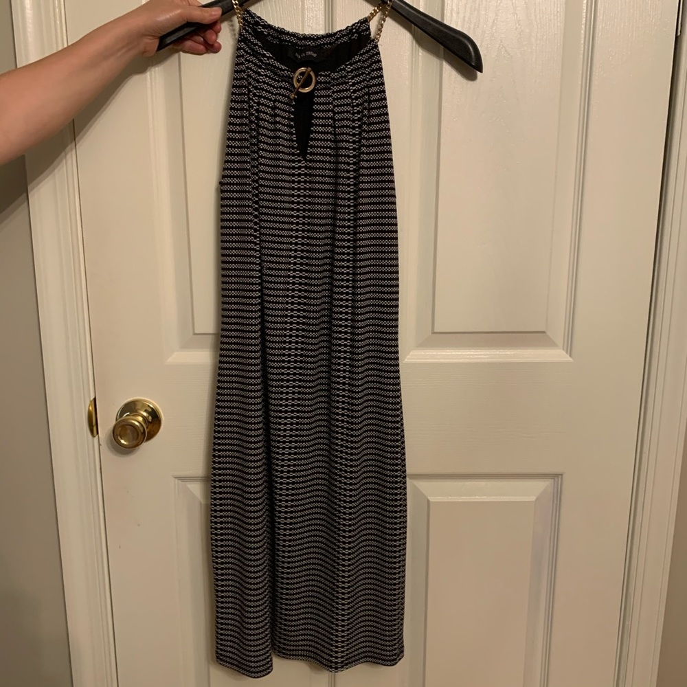 Sleeveless Black & White Ivanka Trump Midi Dress
